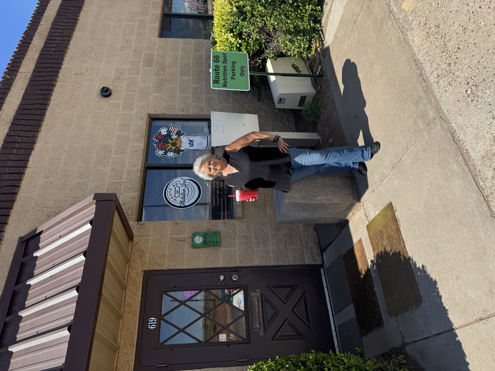 Owner Sandra Vasquez in front of Route 66 Nutrition Spot at 619 W Desmond St, Winslow AZ