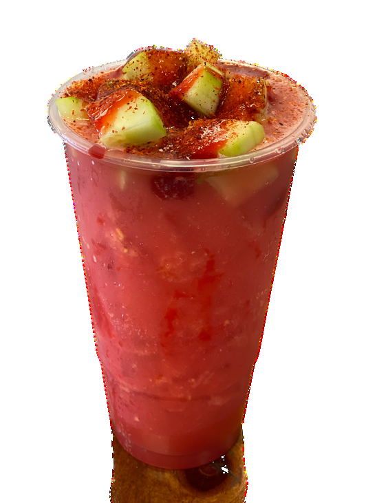 Mamacita lit energy tea with cucumber, chamoy and Tajin